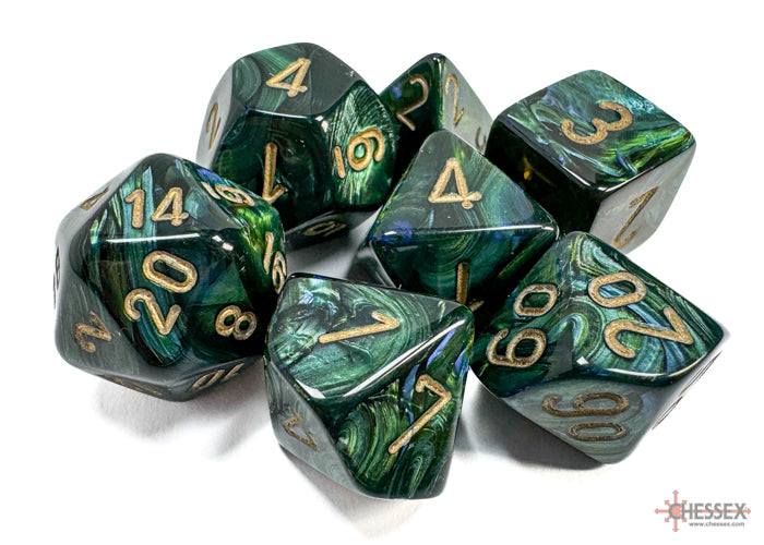 Chessex - Dés Scarab - Jade et Or