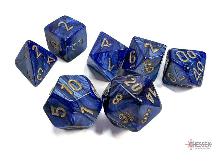 Chessex - Dés Scarab - Bleu Royal et Or
