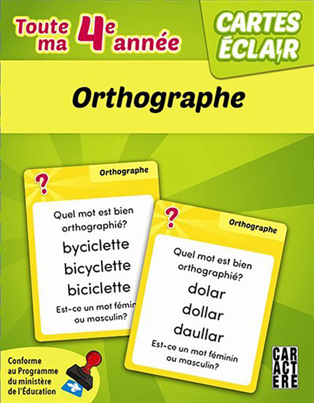 Cartes éclair 4e année orthographe