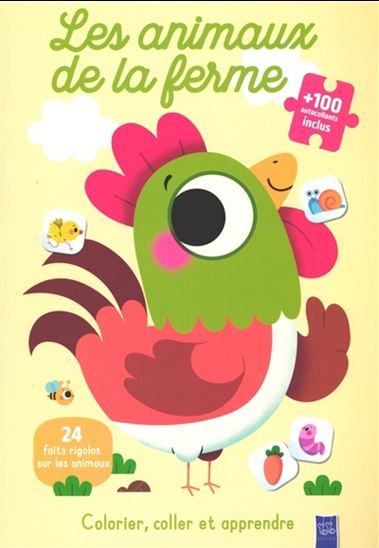 Livre - Les animaux de la ferme - Colorier, coller et apprendre
