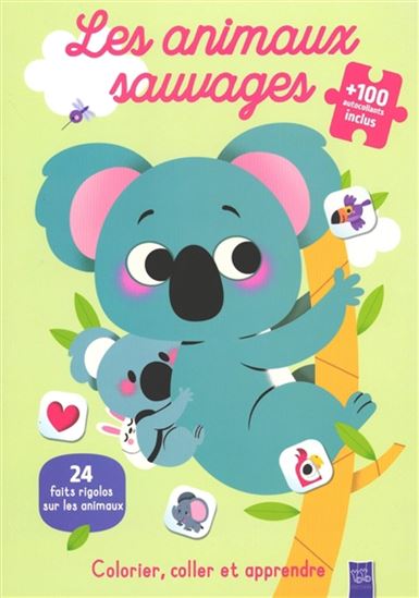 Livre - Les animaux sauvages - Colorier, coller et apprendre