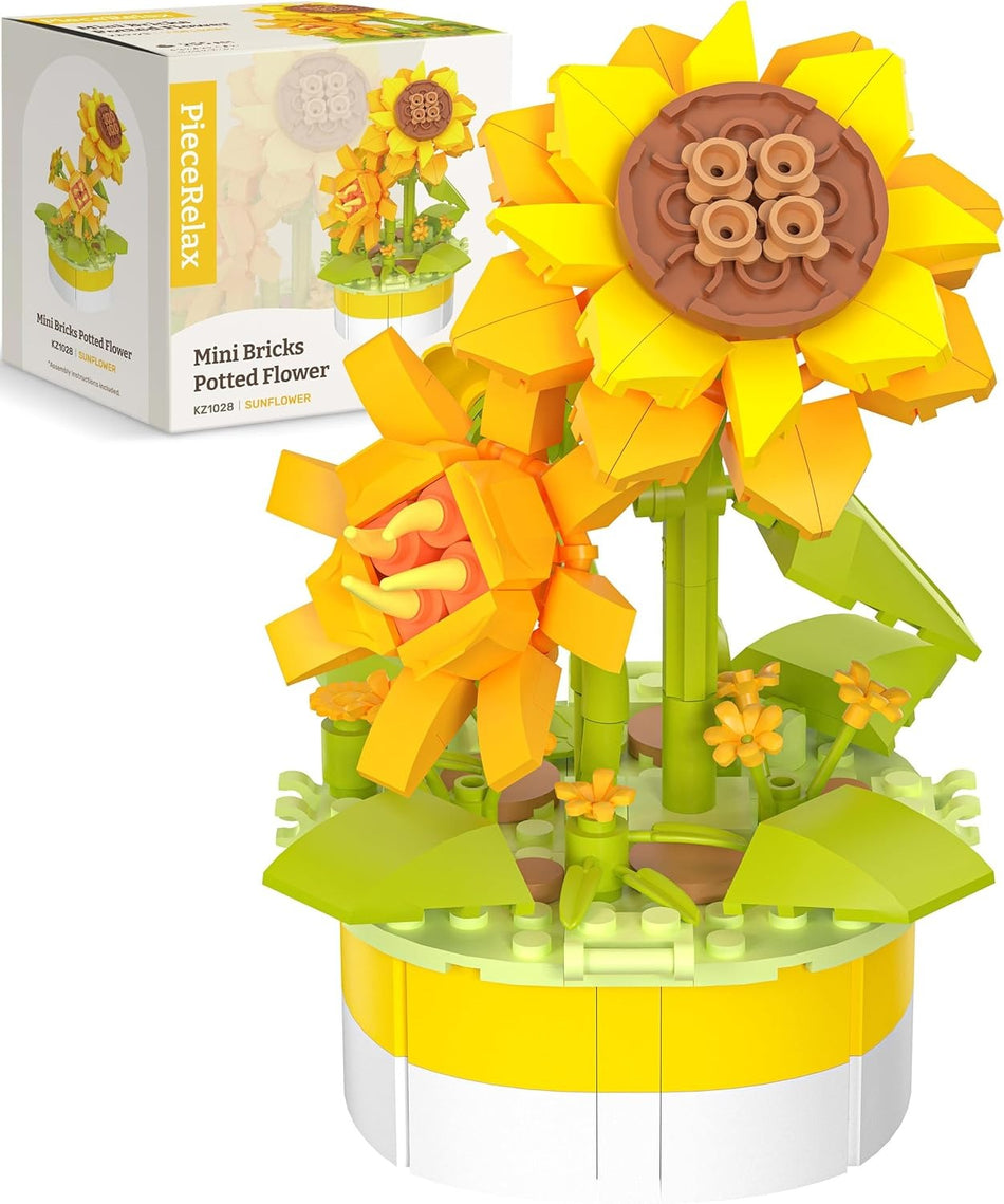 PieceRelax - Mini Bricks Potted Plant - Sunflower