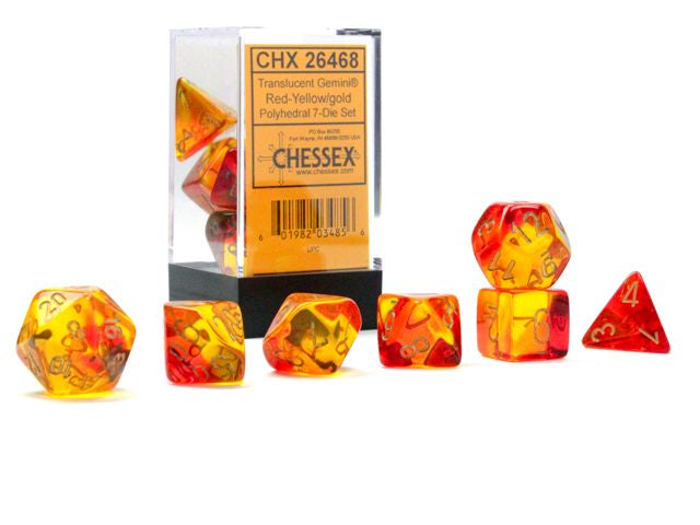 Chessex  - Dés Gemini - Translucide Jaune/Rouge et Or