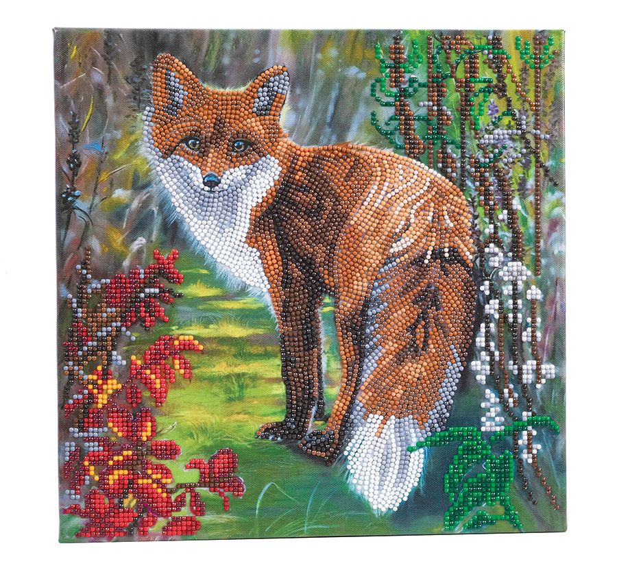 Crystal Art Tableau à diamanter sur châssis de bois 30 x 30 cm Automn Fox