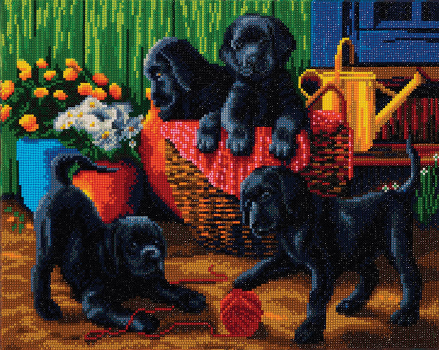 Crystal Art 40 x 50- Black Labrador Puppies