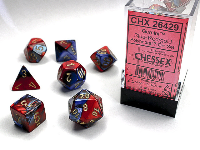 Chessex - Dés Gemini - Bleu/Rouge et Or