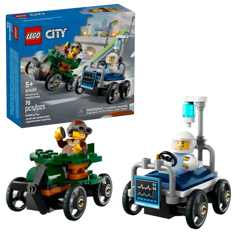 Lego 60459 City - Ensemble de course L’avion contre la voiture-lit d’hôpital