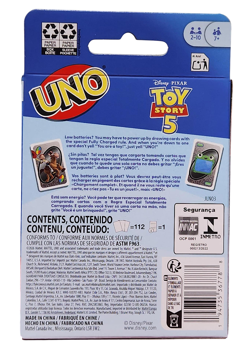 Uno Toy Story 5