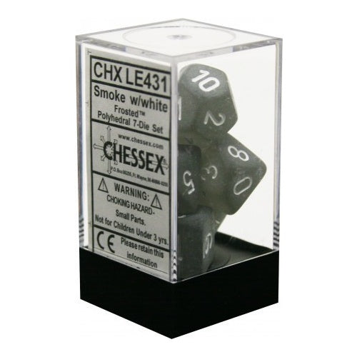 Chessex - 7 dés Frosted - Smoke/white
