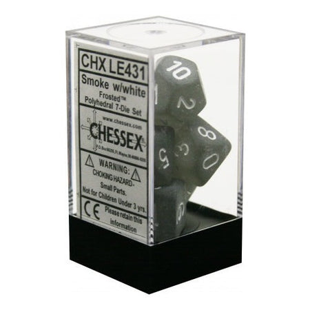 Chessex - 7 dés Frosted - Smoke/white