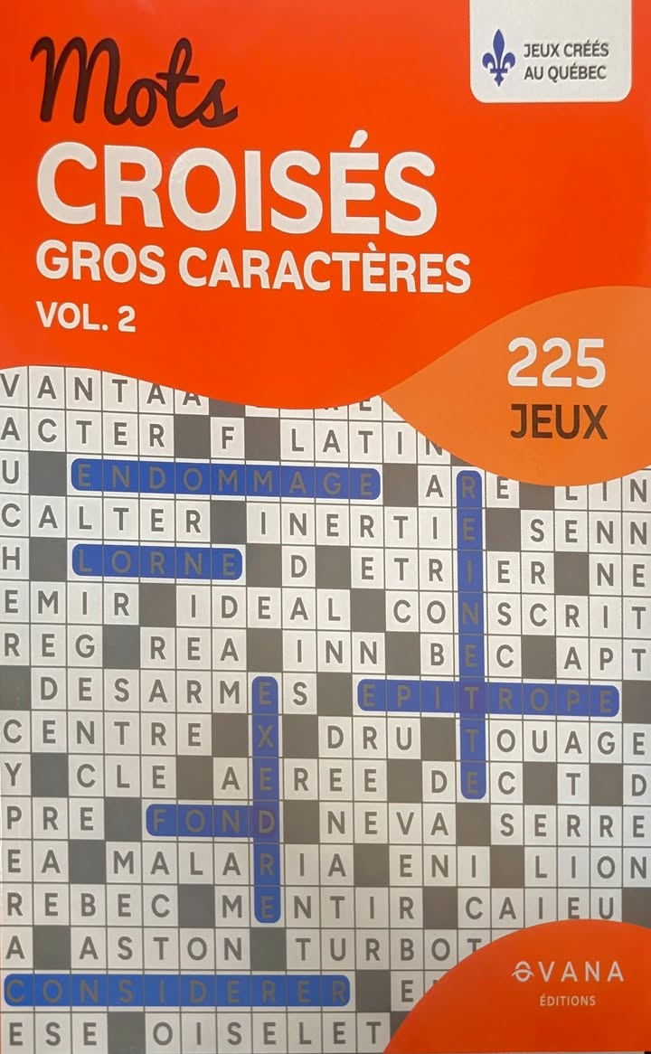 Livre - Mots croisés gros charactère - 225 jeux