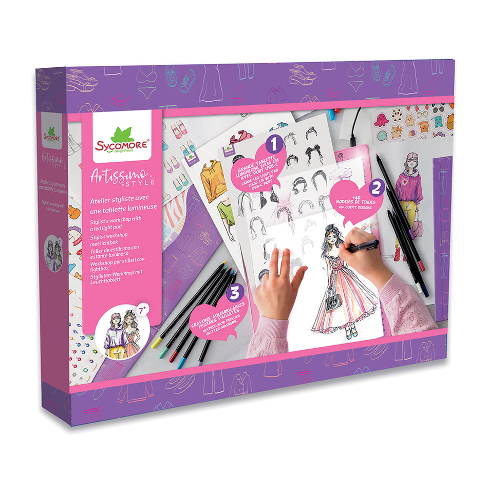 Atelier stylisme avec tablette lumineuse DEL