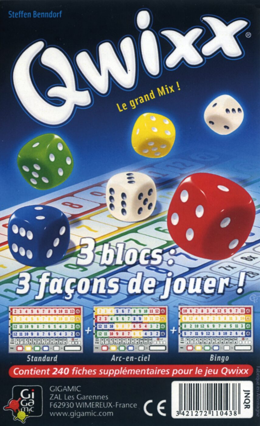 Qwixx - Feuilles de scores (3 Blocs, 3 façons de jouer 240 fiches)