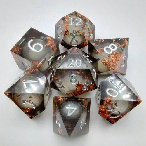 Dés Effervescence Mystique Gris argenté avec fleur d'or
