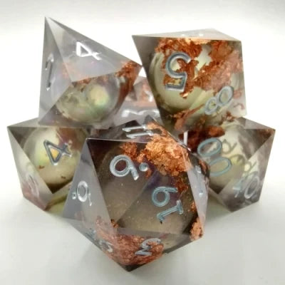 Dés Effervescence Mystique Gris argenté avec fleur d'or
