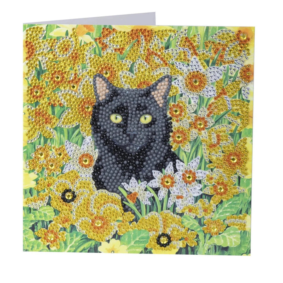 Crystal Art Carte Kit - Cat and Flowers