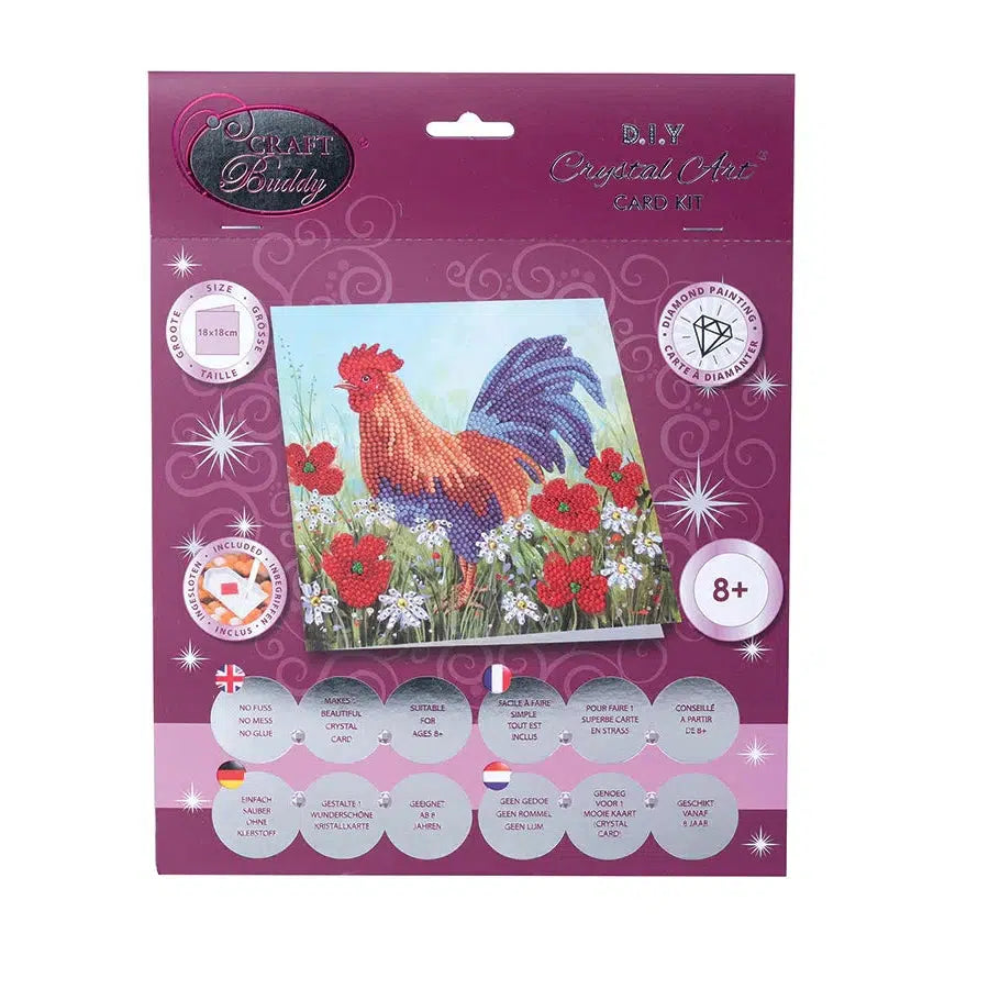 Crystal Art Carte Kit - Cockerel in the Field
