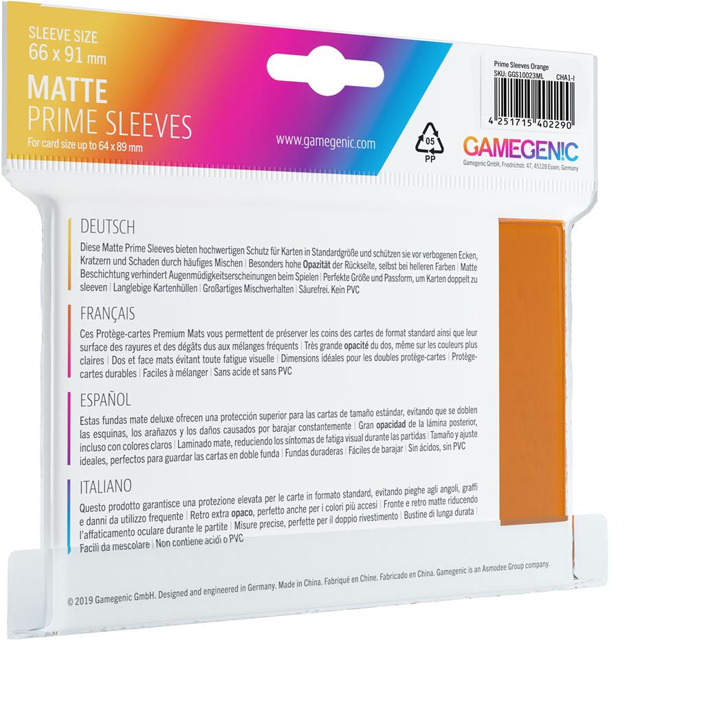 Gamegen!c 100 Matte Prime Sleeves - Standard 66x91 - Orange