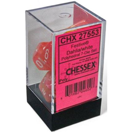Chessex - 7 dés Festive - Dahlia/white