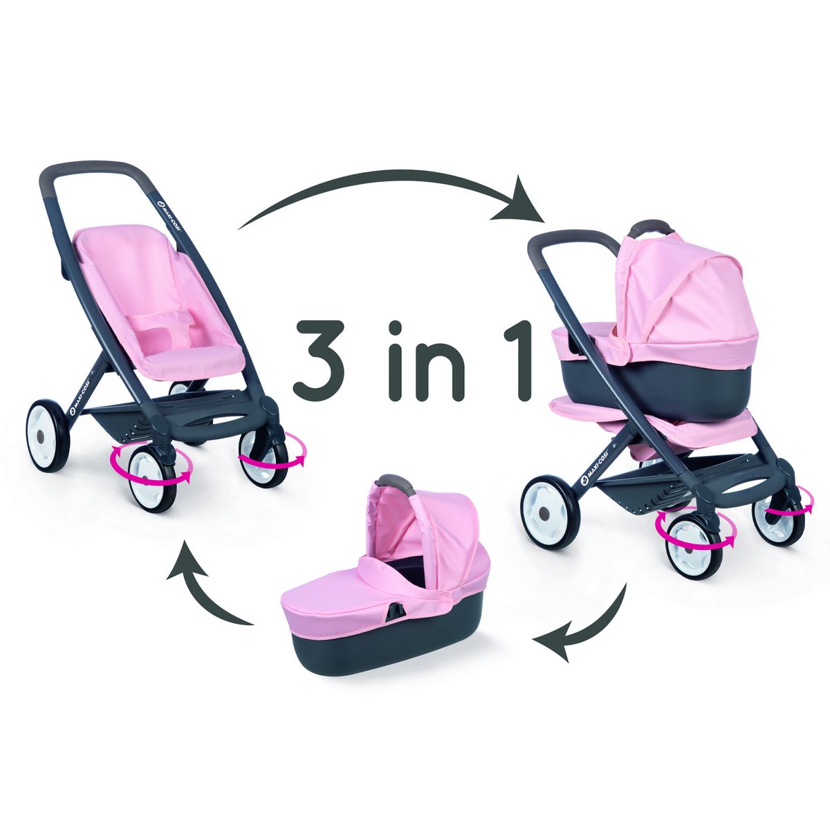 Smoby - Poussette Landeau 3 en 1